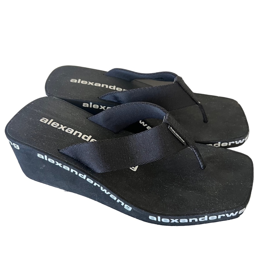 ALEXANDER WANG Wedge Flip Flops with Logo